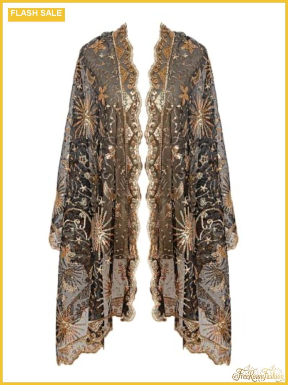 1920s Sequin Fringed Shawl Wrap Evening Scarf